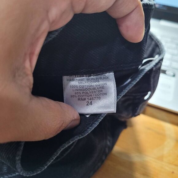 RE/DONE Originals Black High Rise Straight Loose Rigid Distressed Jeans Sz 24 - Picture 10 of 10